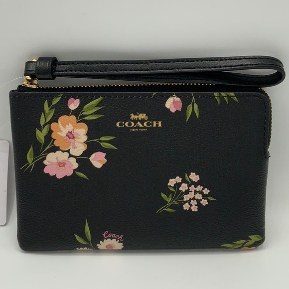 Coach Corner Zip Wristlet Tossed Daisy - Picture 3 of 5